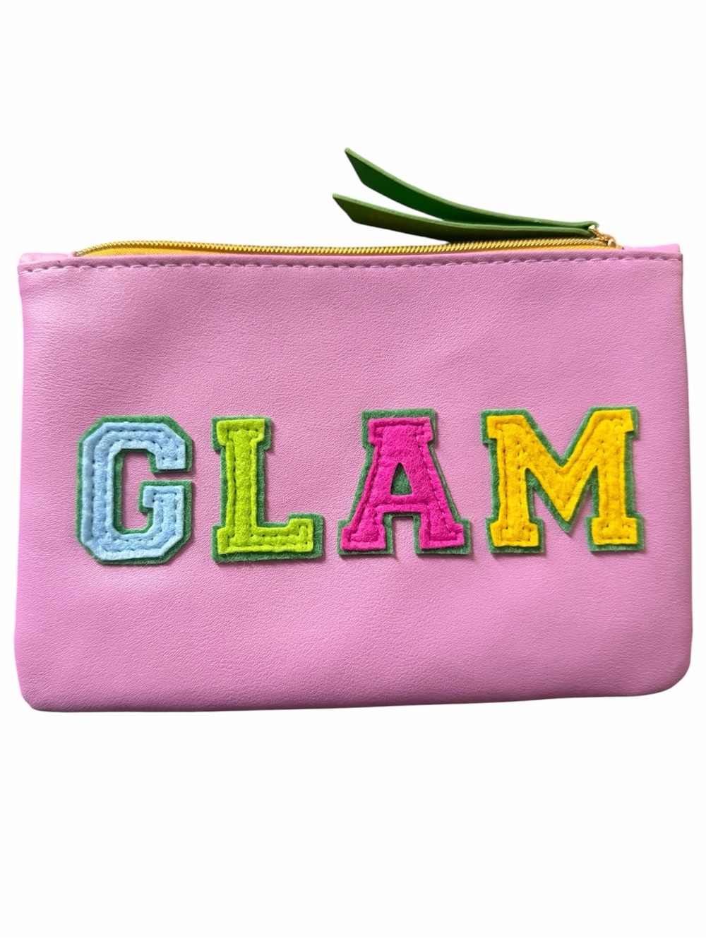 GLAM Pink Zip Pouch with Colorful Lettering
